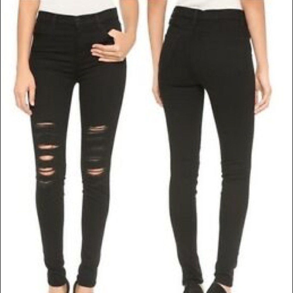 Black J Brand Destroyed Denim Maria Skinny